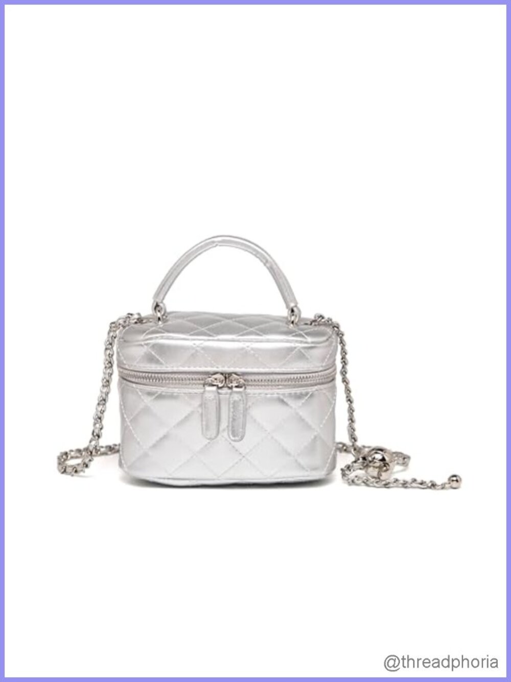 Women's Quilted Vegan Leather Mini Crossbody Bag with Chain Strap
